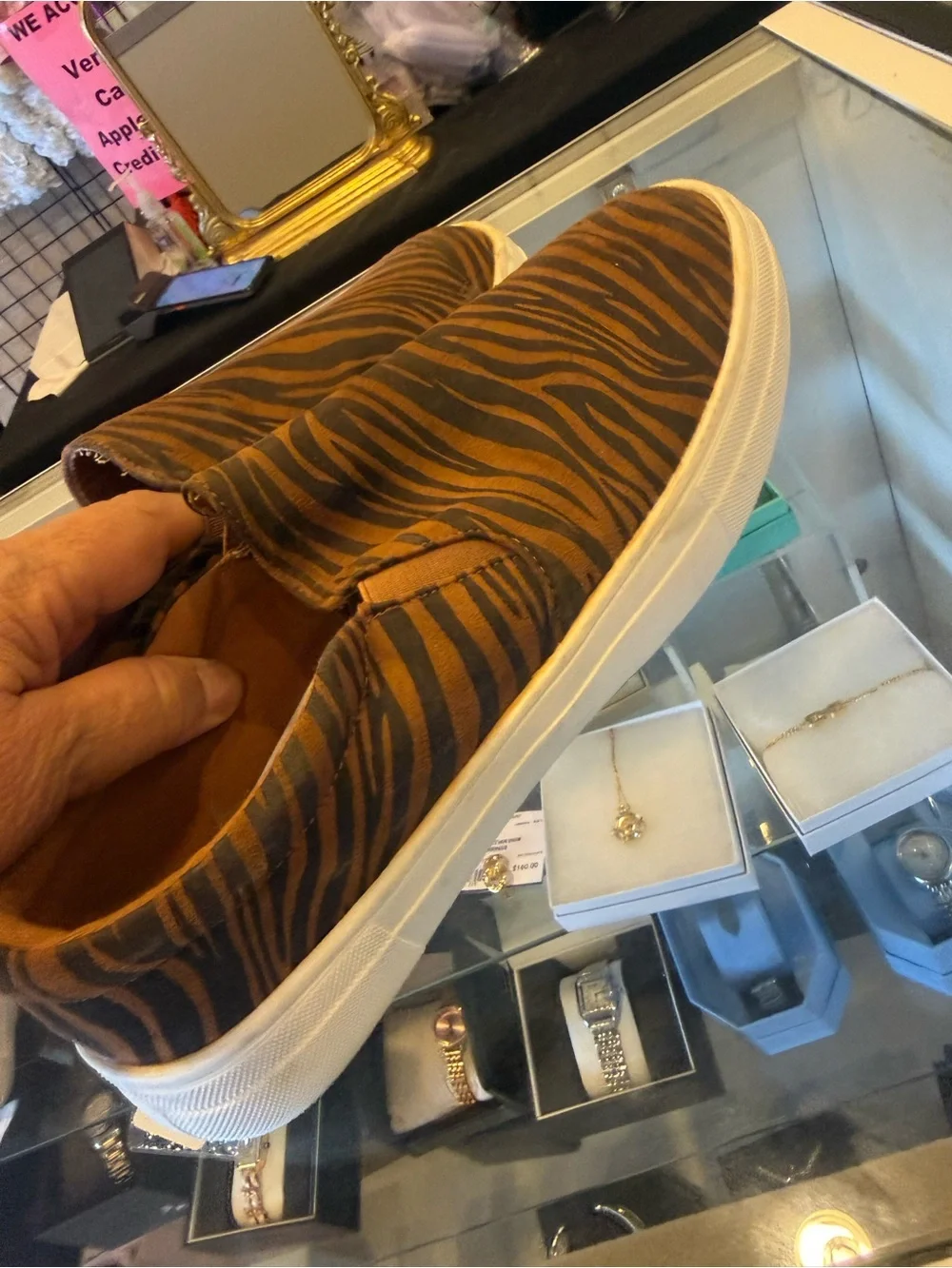 Matisse Brown and Black Zebra-Print Slip-On Sneakers